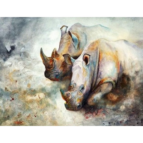 Rhinos Pair Diamond Painting