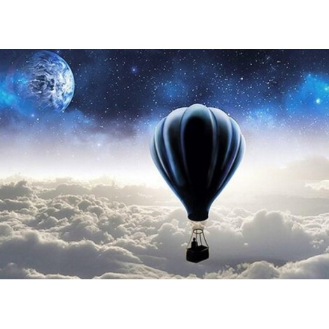 Hot Air Balloon Flying Above the Clouds