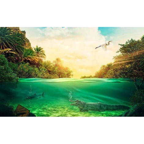 Under Water Crocodile & Fish