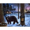 Grizzly Bear & Babies in Snow