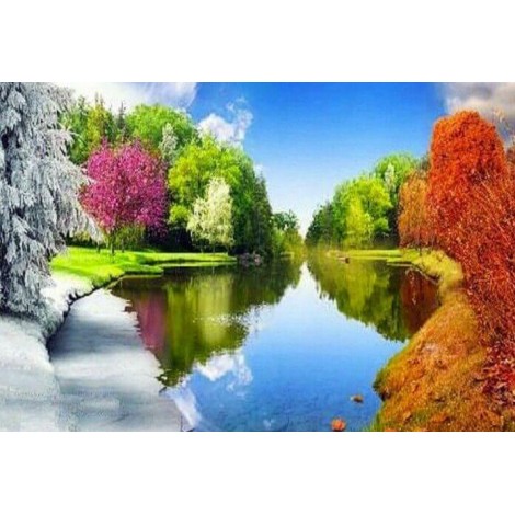 All Seasons Lake Diamond Painting