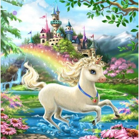 Baby Unicorn & Castle in Fantasy Land