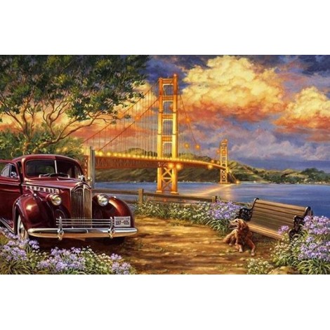 Vintage Car & Suspension Bridge