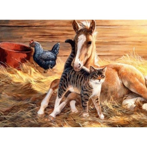Horse, Cat & Chicken Diamond Painting
