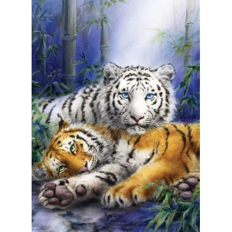 White & Brown Tigers Diamond Painting