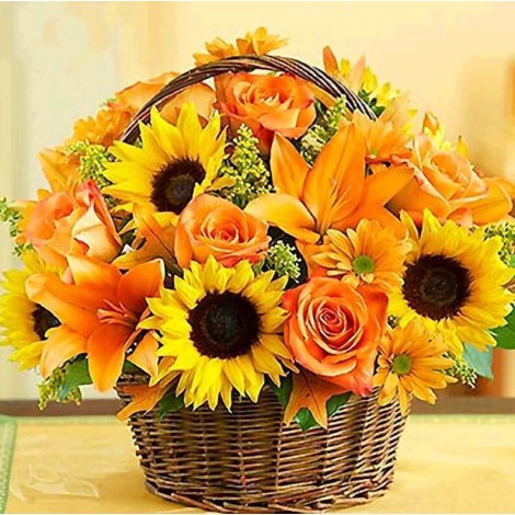 Sunflowers & Roses Basket