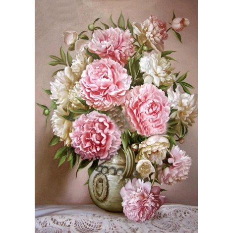Pink & White Peony Diamond Painting