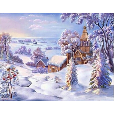 Village under Snow - Diamond Painting Kit