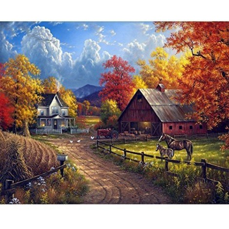 Beautiful Farm & Horses Diamond Painting