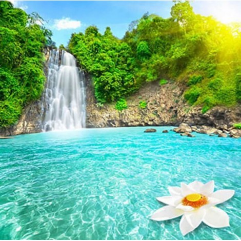Green Trees & Beautiful Waterfall