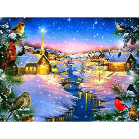 Cardinals in Winter Night