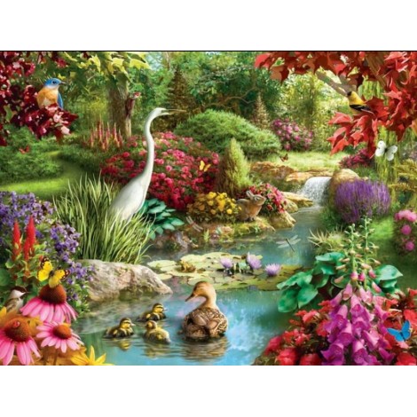 Rabbit & Birds in a Beautiful Garden