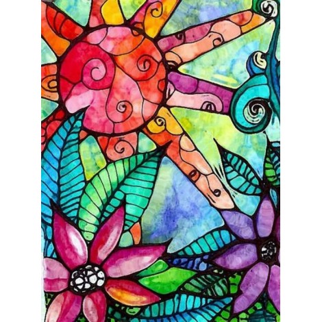 Stained Glass Flowers Art Diamond Painting