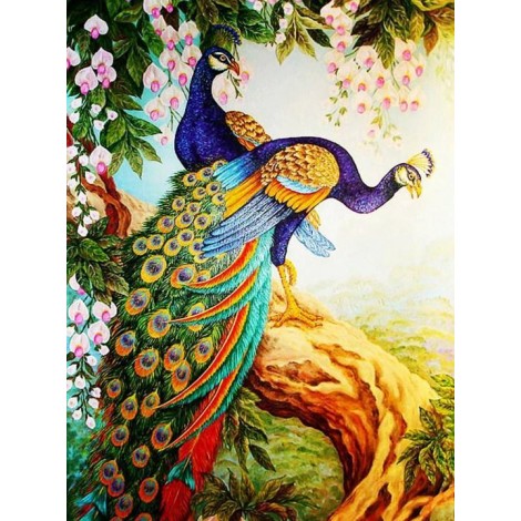 Beautiful Peafowl Pair - Diamond Painting Kit