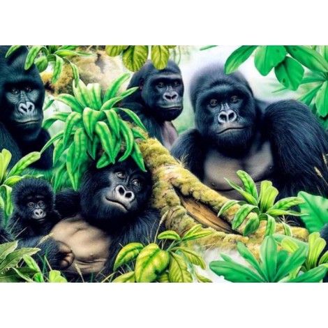 Gorilla Family - Paint by Diamonds