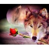 Wolf with Red Rose