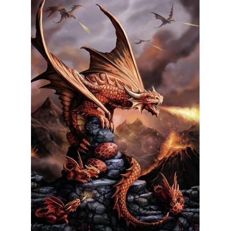 Fire Dragon with Eggs & Babies