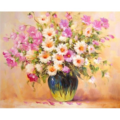 Pink & White Flowers DIY Painting