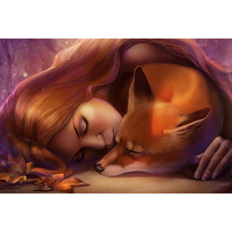 Beautiful Girl & Fox Diamond Painting
