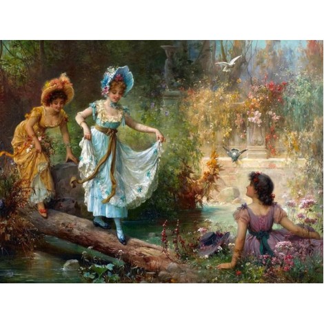 Crossing the Stream by Hans Zatzka