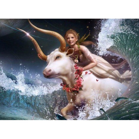 Beautiful Girl Riding the Cow