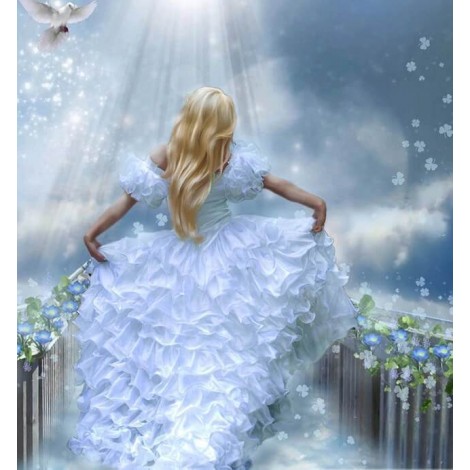 Girl Running in Gorgeous White Dress