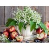 Blue Berries, Apples & Flower Vase