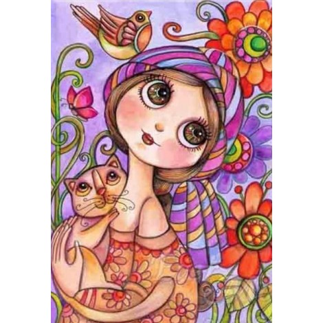 Cartoon Girl with Big Eyes