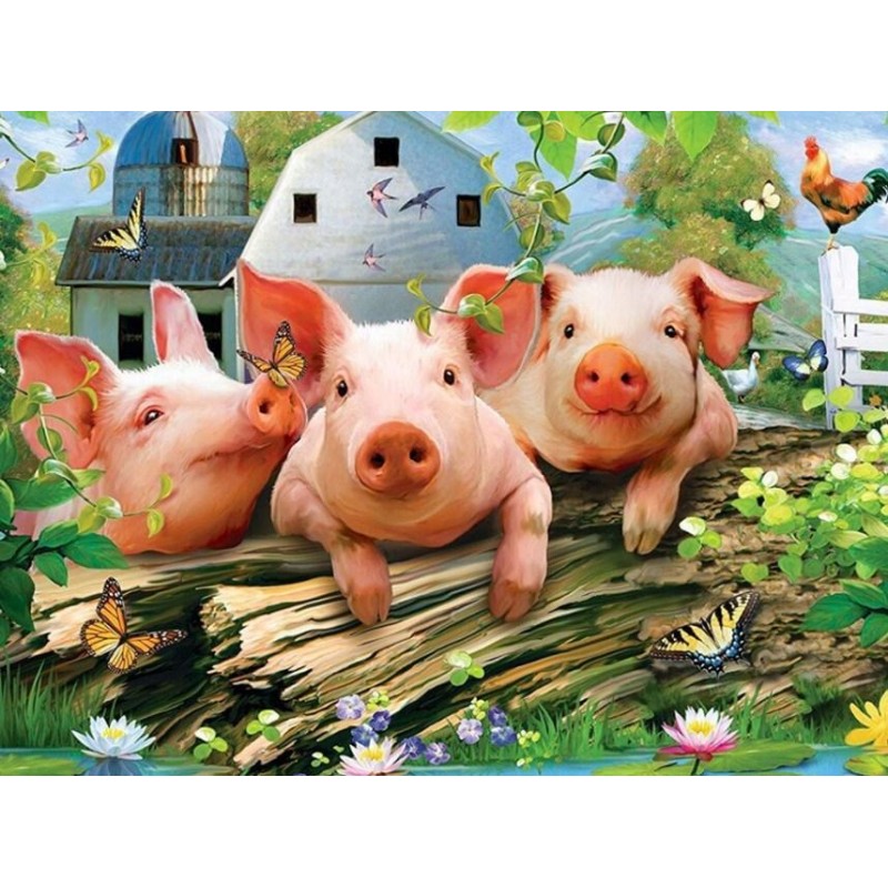 Three Cartoon Pigs D...