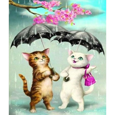 Cartoon Cats in the Rain