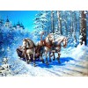 Horses Carrying a Cart in Snow