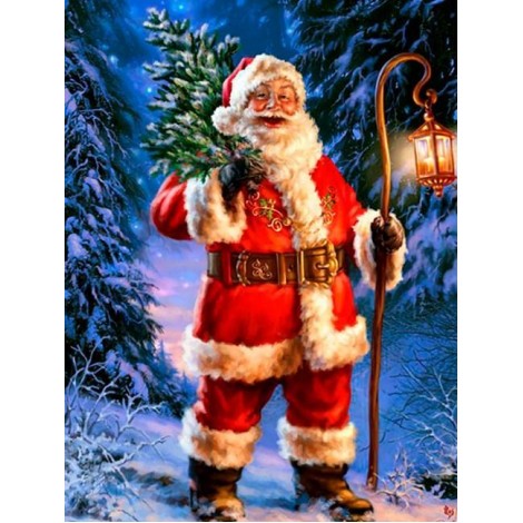 Santa Claus Carrying Christmas Tree