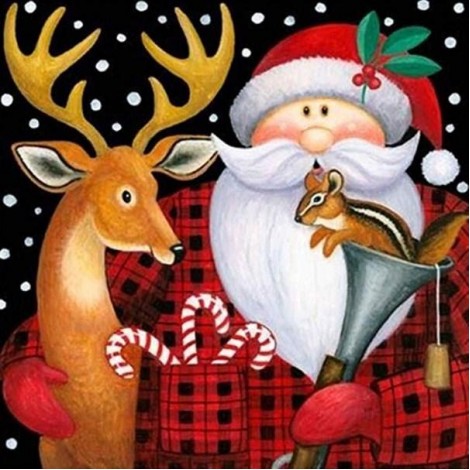 Deer & Santa Claus Christmas Card