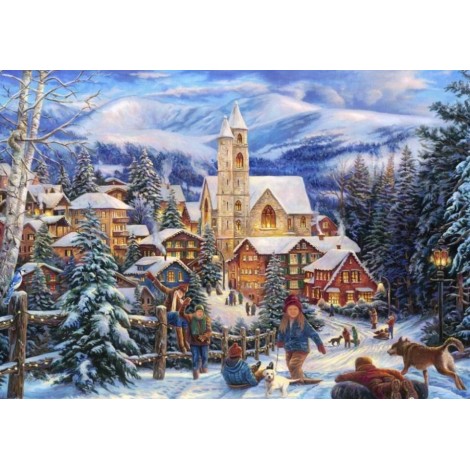 Sledding to Town Christmas Painting