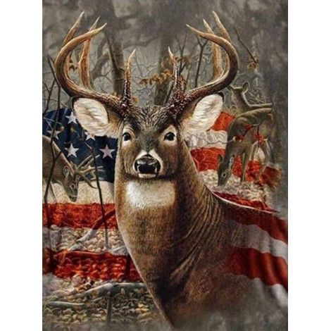 Deer & American Flag Diamond Painting