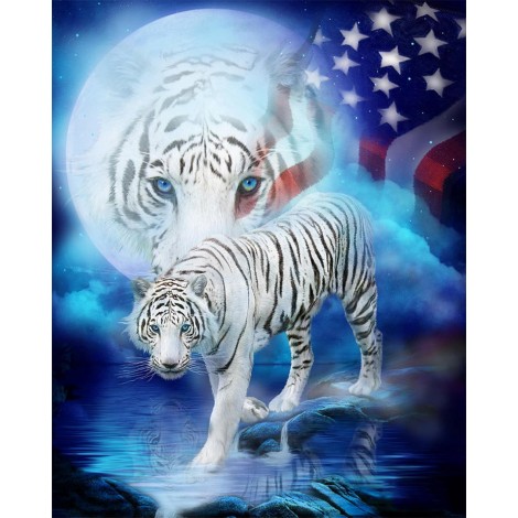 White Tigers & American Flag