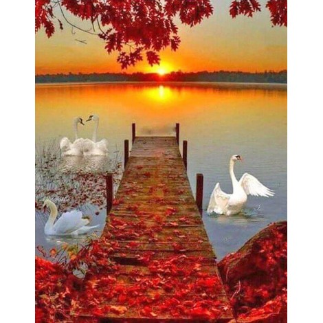 Sunset & Swans Diamond Painting Kit