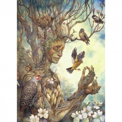 Abstract Tree Lady & Birds