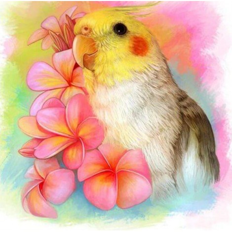 Cockatiel Parrot & Flowers