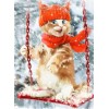 Christmas Cat on Swing