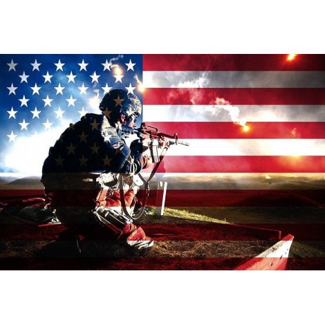 USA Flag & Soldier DIY Diamond Painting