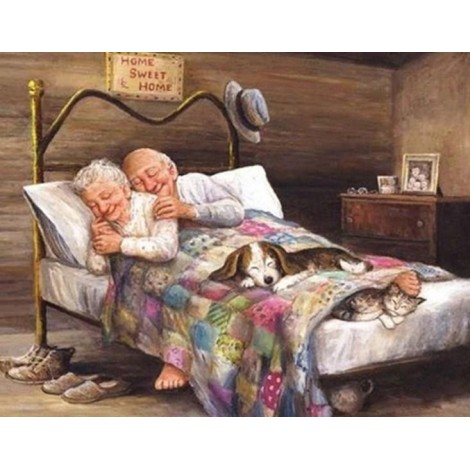 Sleeping Old Couple Diamond Painting