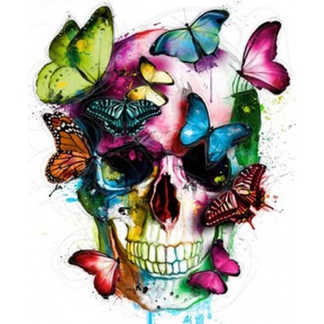 Butterfly & Skull Abstract Art
