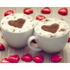 Coffee Cups with Hearts on Froth