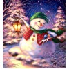 Snowman with Lantern on Christmas Night