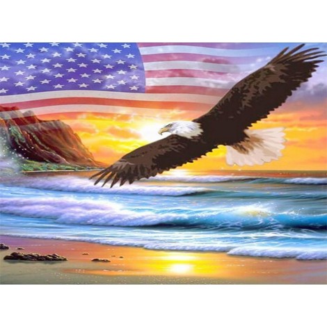 Eagle Flying on the Beach